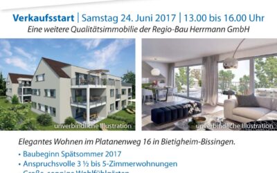 „Platanen Hof“ in Bissingen – Verkaufsstart am SAMSTAG, 24.06. von 13 bis 16 Uhr Platanenweg 16 in Bietigheim-BISSINGEN